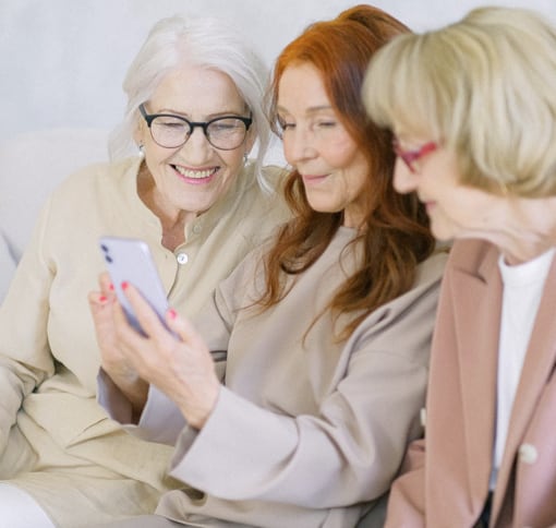 Three Women voice chatting on the phone